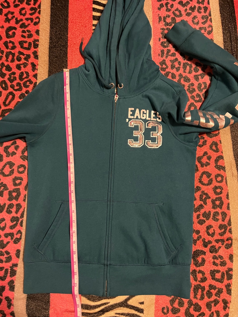 Vintage PINK Victoria's Secret Philadelphia Eagles sequins BLING zip up jacket - Picture 9 of 9